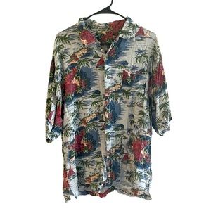Vintage A Souvenir Of The Rainforest Café Mens Short Sleeve Hawaiian Shirt Large